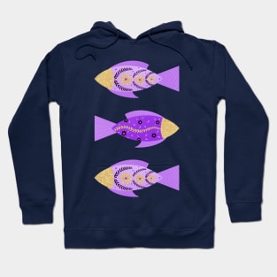 Purple and gold floral fishes Hoodie